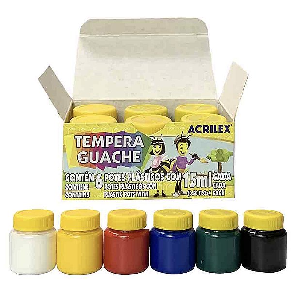 Tinta Guache Acrilex Abelhinhas 6 Cores 15ml Cada Ref: 02020