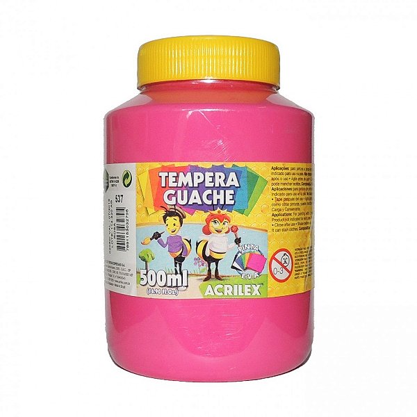 Tinta Guache Acrilex Abelhinha 537-Rosa 500ml Ref: 02050
