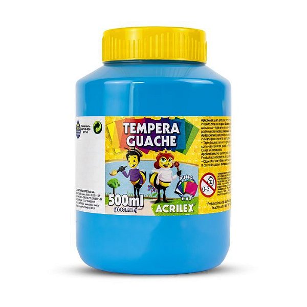 Tinta Guache Acrilex Abelhinha 503-Azul Celeste 500ml Ref: 02050