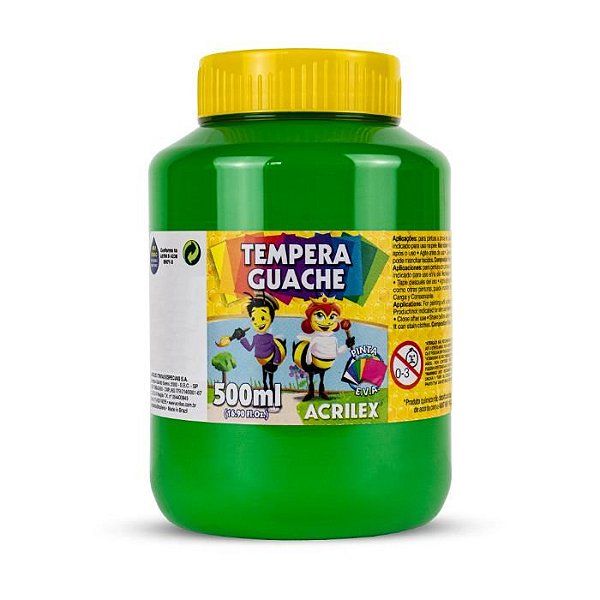Tinta Guache Acrilex Abelhinha 510-Verde Folha 500ml Ref: 02050