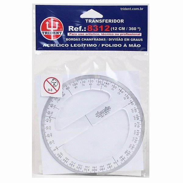Transferidor Acrílico 360º 12 cm Trident Ref: 8312
