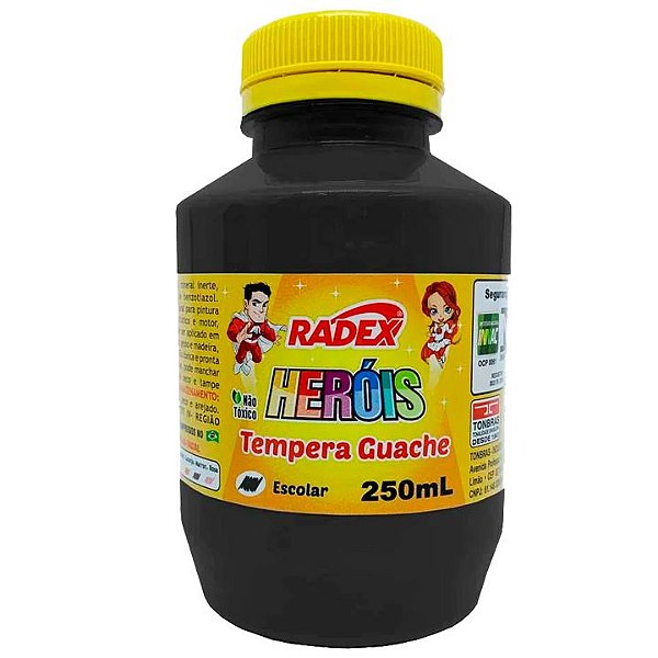 Tinta Guache Radex 250 ml Preto Ref: 2571