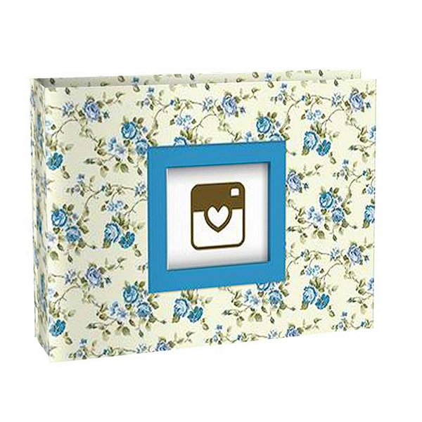 Álbum Fotográfico 10 x 15 cm Tema Floral Azul com 100 fotos Yes Ref: AIM1020_AZ_