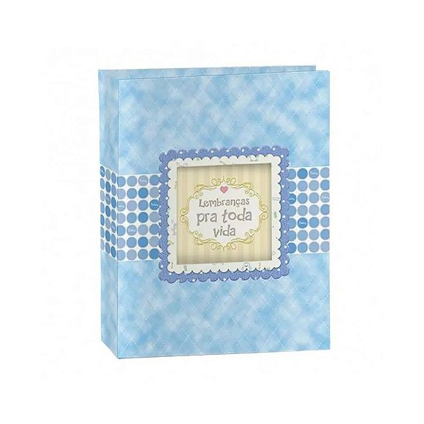 Álbum Fotográfico 10 x 15 cm Tema Lembranças Pra Toda Vida Azul com 200 fotos Yes Ref: AIB2019_AZ_