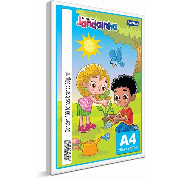 Papel Sulfite A4 Branco Jandaia Turma da Jandainha 100 folhas 63 g/m²