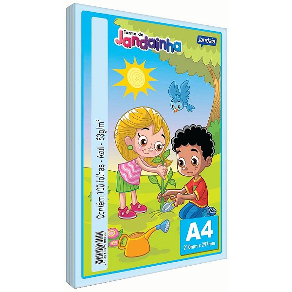 Papel Sulfite A4 Azul Jandaia Turma da Jandainha 100 folhas 63 g/m²