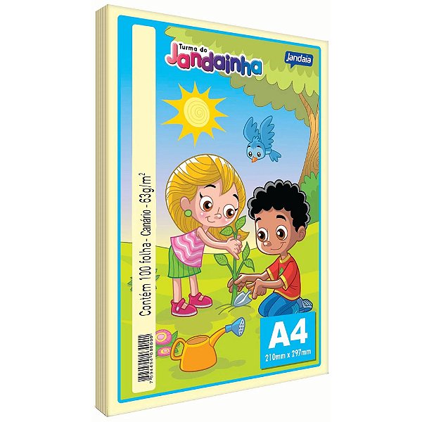 Papel Sulfite A4 Amarelo/Canário Jandaia Turma da Jandainha 100 folhas 63 g/m²