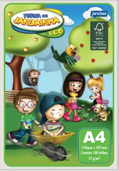 Papel Sulfite A4 Reciclado Jandaia Turma da Jandainha Eco 100 folhas 75 g/m²