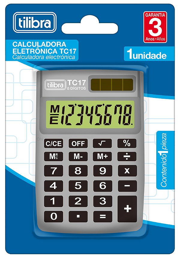 Calculadora Tilibra TC17 Cinza 8 Dígitos de Bolso Ref: 304719