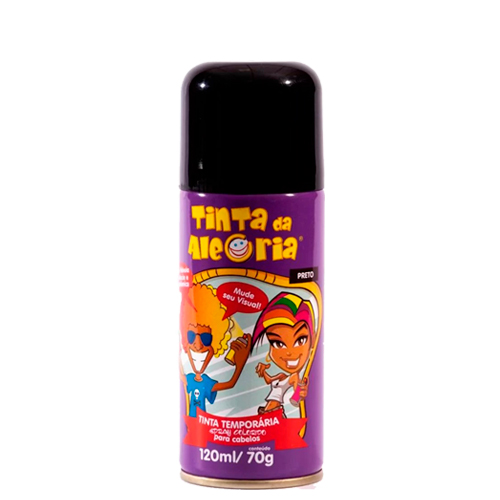 Tinta Spray da Alegria Temporária de Cabelo Preto 120 ml 70 g