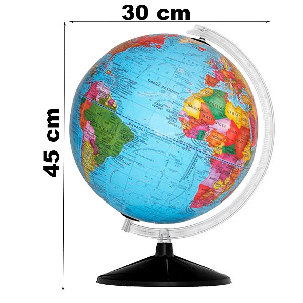 Globo Terrestre Studio Político Plástico Base Preto 30 cm Libreria