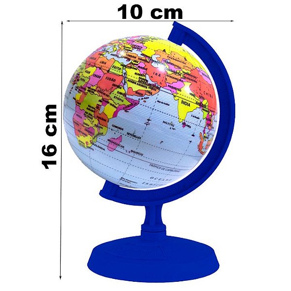 Globo Terrestre Baby Político Plástico Base Azul 10 cm Libreria