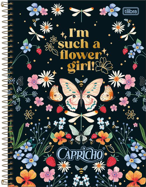 Caderno 1x1 Matéria Universitário Capricho Espiral Capa Dura 80 Folhas Tilibra Ref: 308455