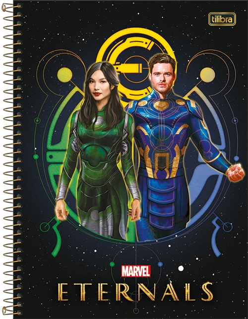Caderno 1 x 1 Matéria Universitário Eternals Espiral Capa Dura 80  folhas Tilibra Ref: 329240