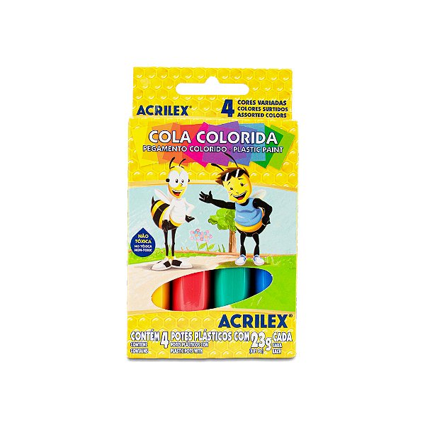 Cola Colorida (Plástica) Acrilex Abelhinhas 4 Cores 23g Cada Ref: 02604