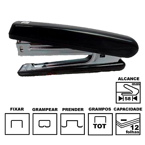 Grampeador Moure Jar Plástico Cores 11 cm TOT até 12 folhas Ref: MJ-B4045-6