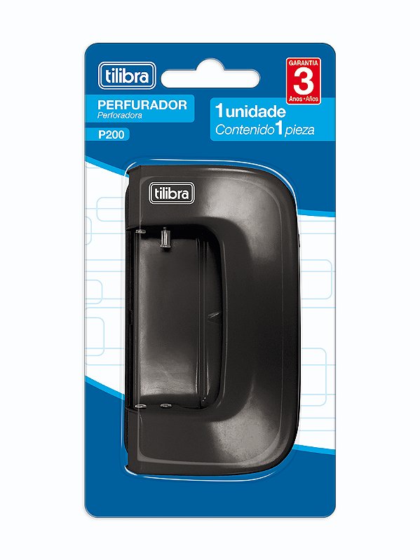 Perfurador De Papel Tilibra P200 Preto Com 2 Furos Até 10 Folhas Ref: 244678