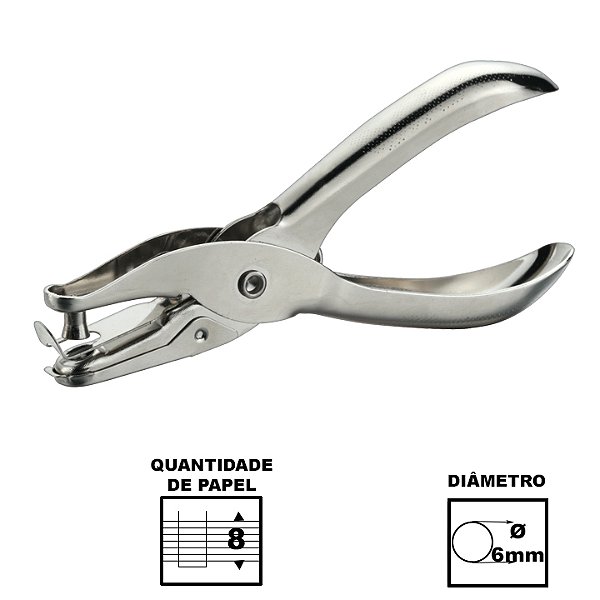 Perfurador De Papel Tilibra P205 Alicate Com 1 Furo Até 8 Folhas Ref: 276561