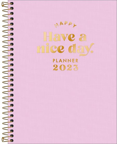 Agenda 2023 Planner Happy Rosa Espiral Capa Plástica M7 (17,7 x 24,0 cm) 80 folhas Tilibra Ref: 304531