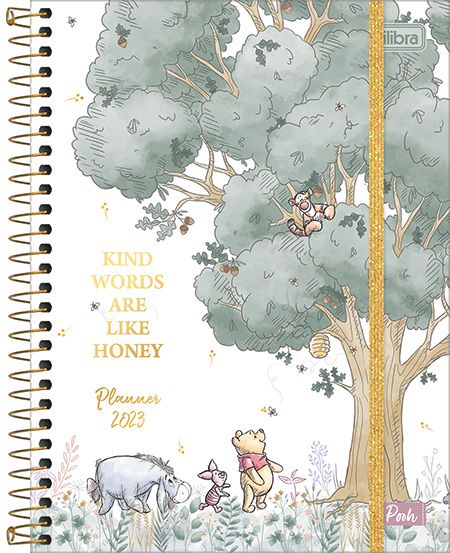Agenda 2023 Planner Pooh Espiral Capa Dura M7 (17,7 x 24,0 mm) 80 folhas Tilibra Ref: 302341