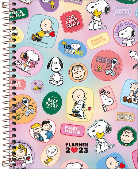 Agenda 2023 Planner Snoopy Espiral Capa Dura M7 (17,7 x 24,0 mm) 80 folhas Tilibra Ref: 301353
