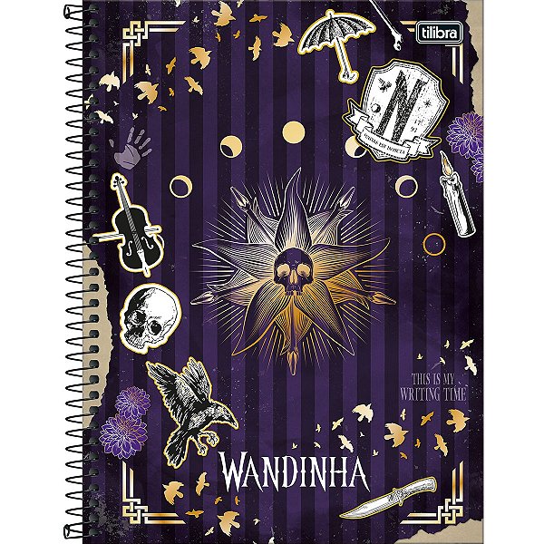 Caderno 10x1 Matérias Universitário Wandinha Connect Espiral Capa Dura 160 Folhas Tilibra Ref: 348384