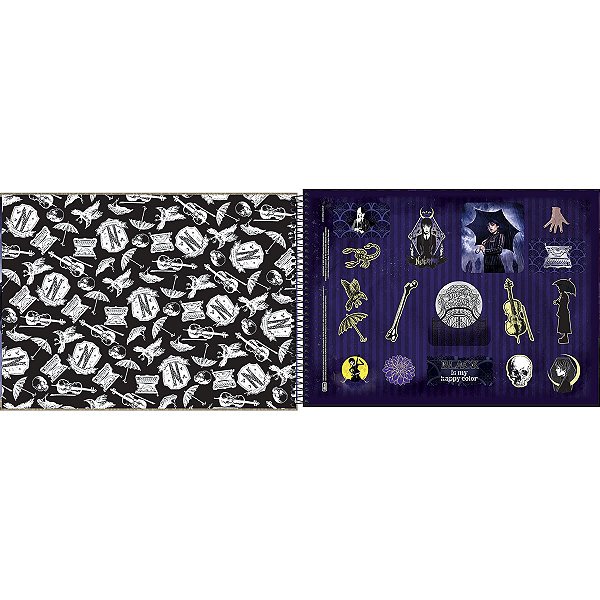 Caderno De Desenho Wandinha Cartográfico Sem Seda Espiral Capa Dura 80 Folhas Tilibra Ref: 348406