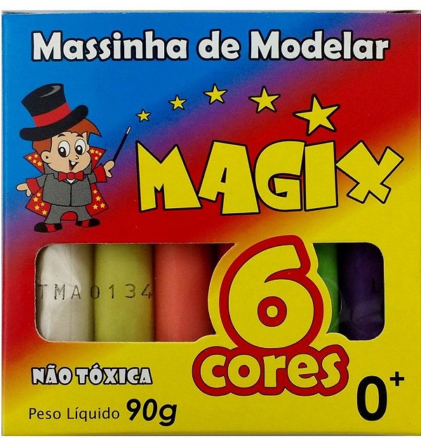 Massa de Modelar Magix 6 Cores 90 g Ref: MG-209s