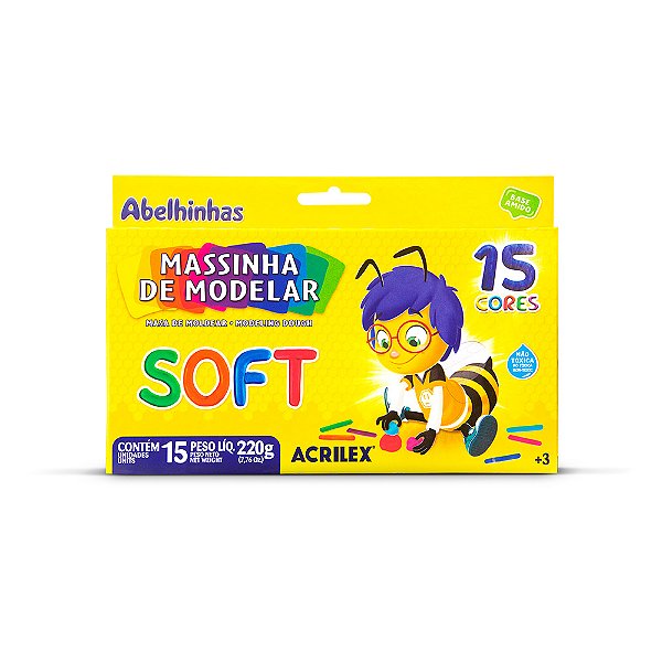 Massa De Modelar Acrilex Abelhinhas Soft 15 Cores 220g Ref: 07314