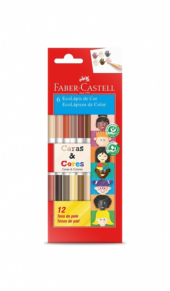 Lápis De Cor Faber Castell Redondo Caras E Cores Tons De Pele 12 Cores Ref: 120606CC