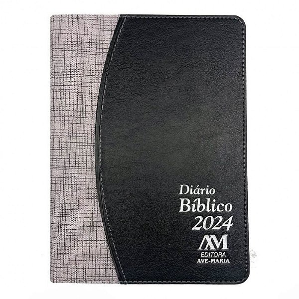 Diário Bíblico 2024 Luxo Preto Brochura Capa Corino Ave Maria