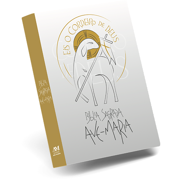 Bíblia Sagrada Ave-Maria - Católica - Capa Plástica Branca - Eis O Cordeiro de Deus