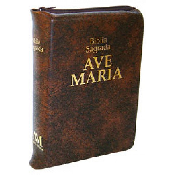 Bíblia Sagrada Ave-Maria - Católica - Capa Corino Marrom Média Zíper