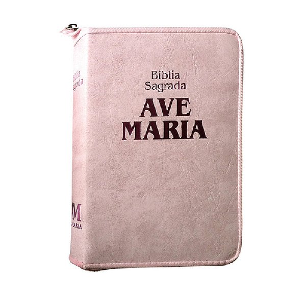 Bíblia Sagrada Ave-Maria - Católica - Capa Corino Rosa Média Zíper Strike