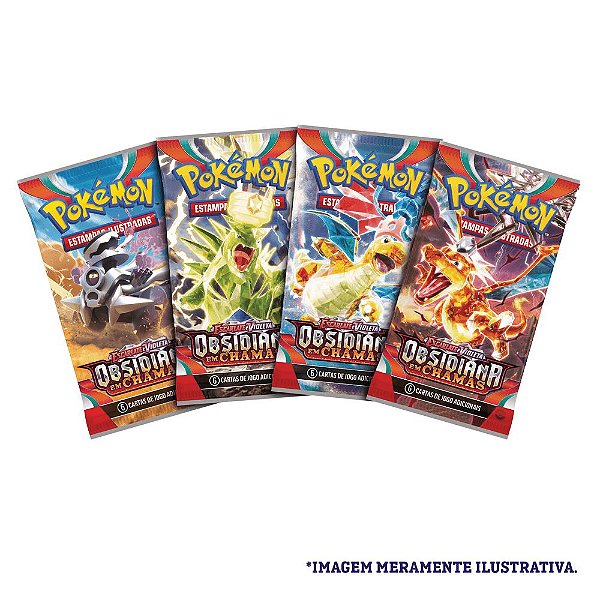 Jogo De Carta Pokemon Escarlate E Violeta 3 Obsidiana Em Chamas Com 1 Booster (6 Cartas) Copag