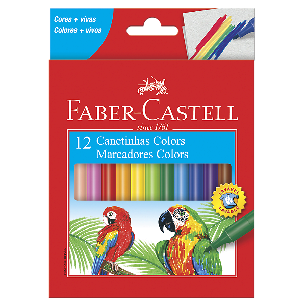 Caneta Hidrográfica Faber Castell 12 Cores Ref: 15.0112CZF