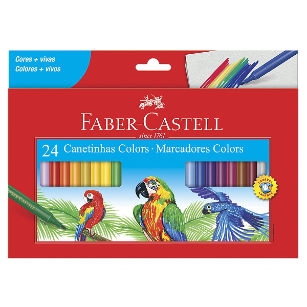 Caneta Hidrográfica Faber Castell 24 Cores Ref: 15.0124CZF