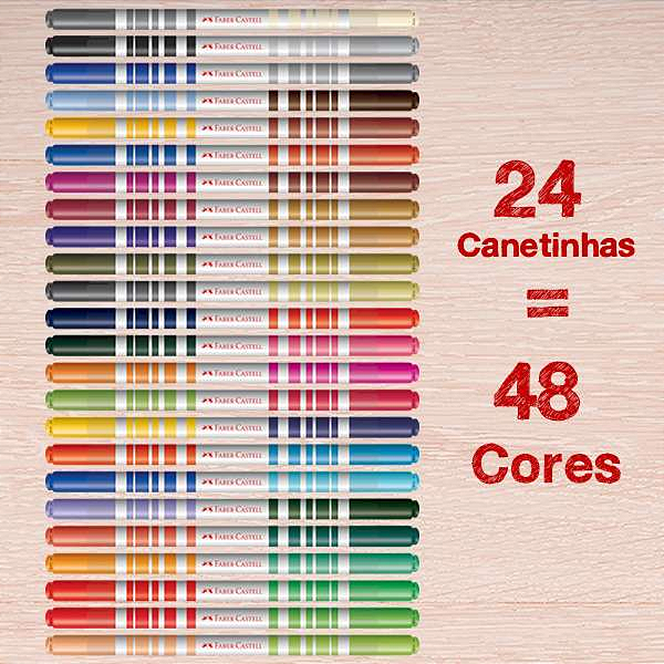 Caneta Hidrográfica Faber Castell Bicolor 48 Cores Ref: 150624N