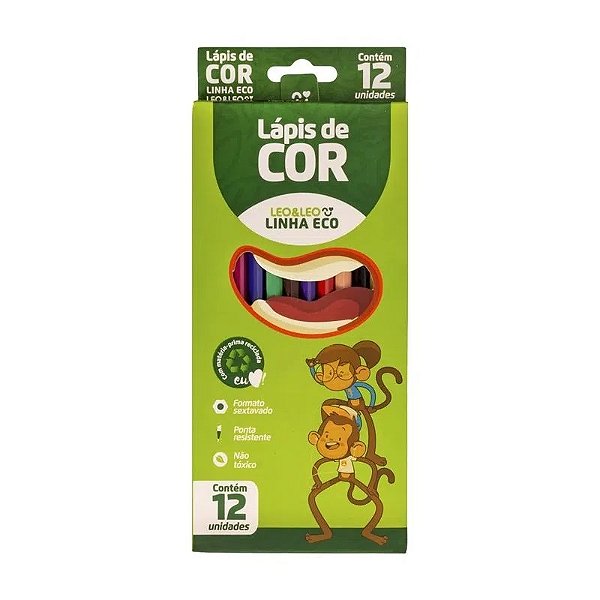 Lápis De Cor Leo E Leo Sextavado Eco 12 Cores Ref: 4220