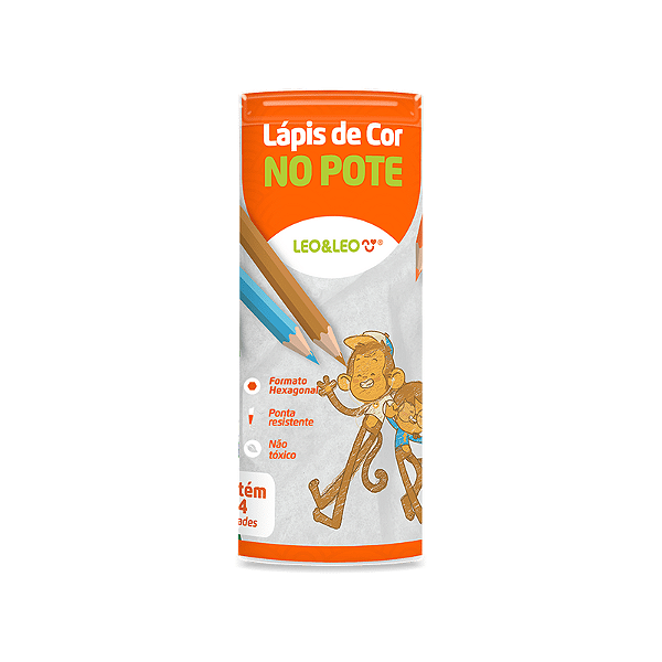 Lápis De Cor Leo E Leo Sextavado 24 Cores Pote Ref: 72118