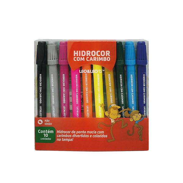 Caneta Hidrográfica Leo E Leo Com Carimbo 10 Cores Ref: 72710