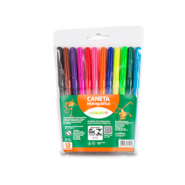 Caneta Hidrográfica Leo E Leo Fina 12 Cores Ref: 4517