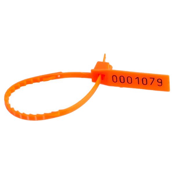 Lacre Para Malote Numerado Escada Plástico Laranja 16cm Com 100 Peças Tykheplas Ref: 160046