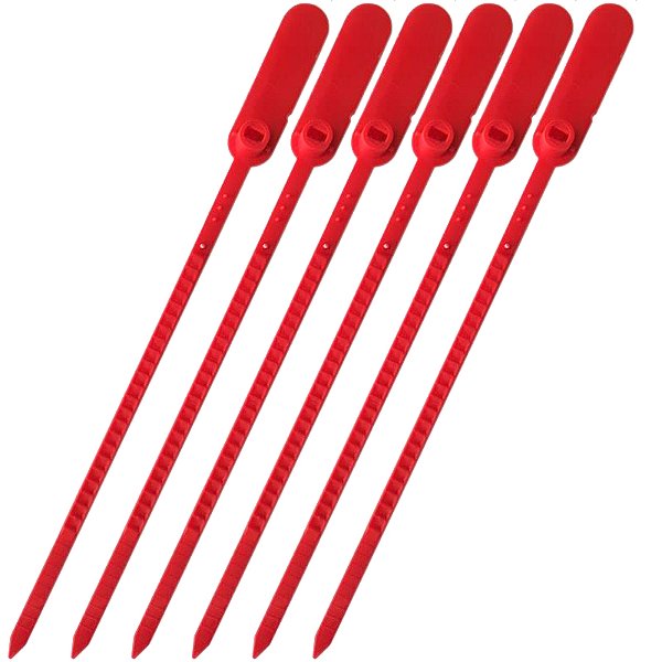 Lacre Para Malote Numerado Escada Plástico Vermelho 23cm Com 100 Peças Tykheplas Ref: 230045