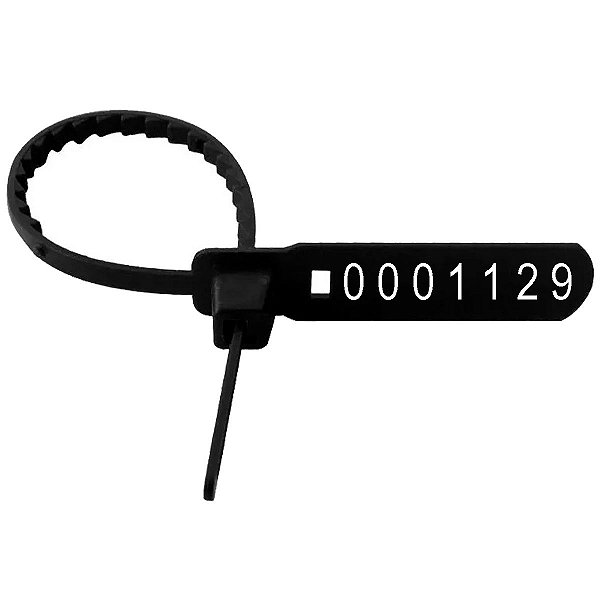 Lacre Para Malote Numerado Escada Plástico Preto 23cm Com 100 Peças Tykheplas Ref: 230043