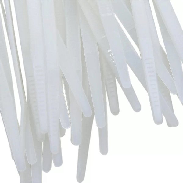 Abraçadeiras De Nylon Branca 2,5 x 100mm 100 Unidades Kaz Ref: KZ110BR