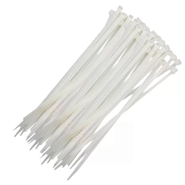 Abraçadeiras De Nylon Branca 2,5 x 200mm 100 Unidades Kaz Ref: KZ130BR