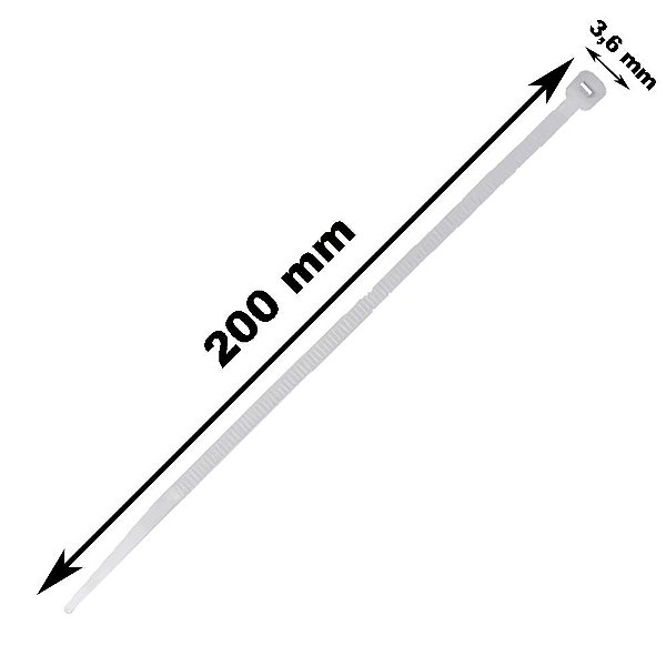 Abraçadeiras De Nylon Branca 3,6 x 200mm 100 Unidades StarTools Ref: AR0155