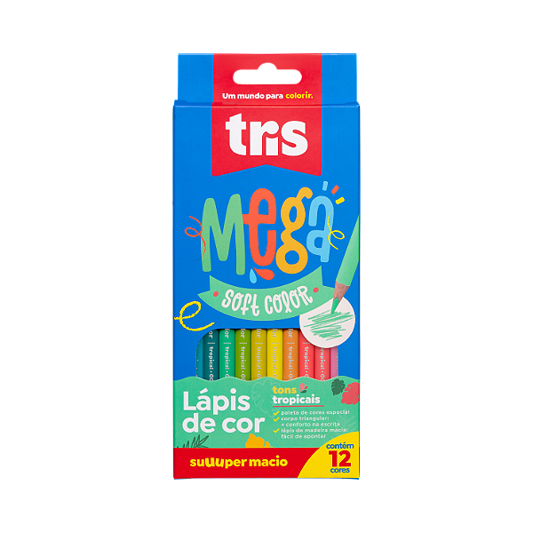 Lápis De Cor Tris Triangular Mega Soft Color Tons Tropicias 12 Cores Ref: 607740