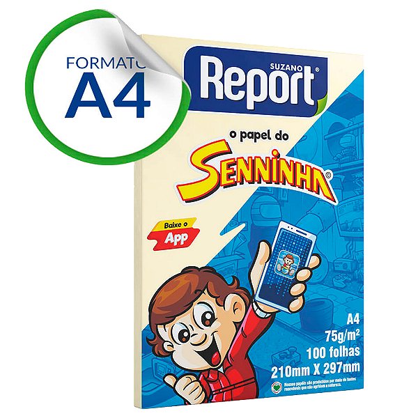 Papel Sulfite A4 Amarelo Report Senninha 100 Folhas 75g/m²